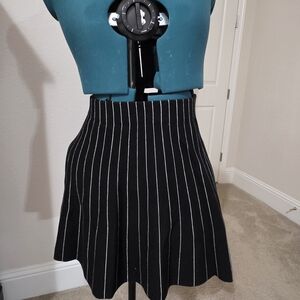 Zara Black and White Pinstripe Skater Skirt